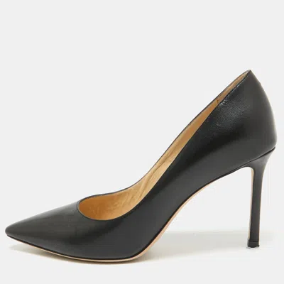 Jimmy Choo Black Leather Romy Pumps