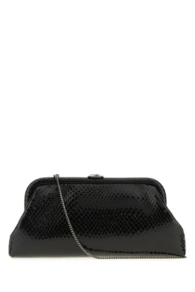 JIMMY CHOO JIMMY CHOO BLACK LEATHER SKYLAR CLUTCH