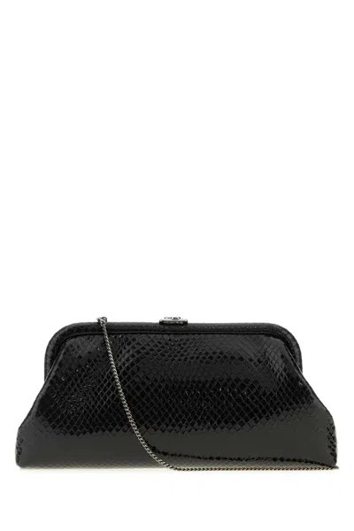 Jimmy Choo Black Leather Skylar Clutch