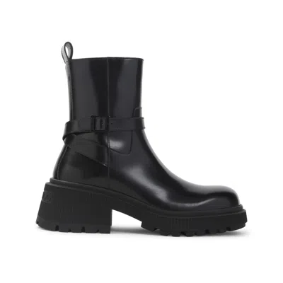 Jimmy Choo Black Leather Soft Box Calf Conny Flat Boots