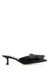 Jimmy Choo Flaca 50 Bow And Crystal-embellished Mesh And Suede Mules In Blackblack