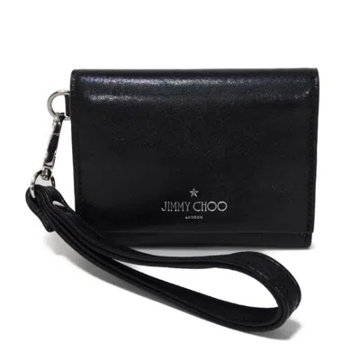 Pre-owned Jimmy Choo Black Leather Wallet (tri-fold) ()