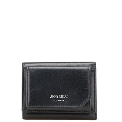 Pre-owned Jimmy Choo Black Leather Wallet (tri-fold) ()