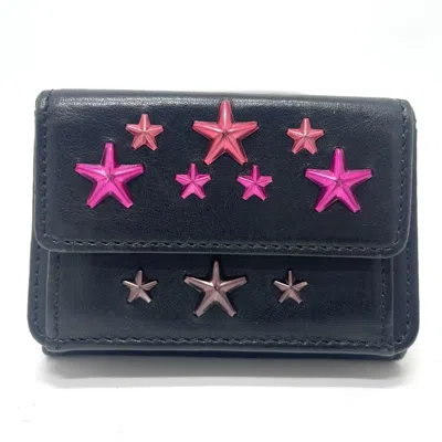 Pre-owned Jimmy Choo Black Leather Wallet (tri-fold) ()