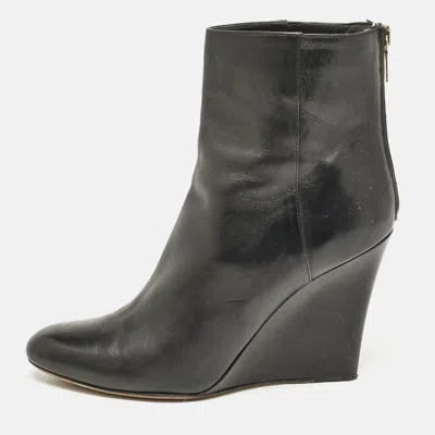Jimmy Choo Black Leather Wedge Ankle Boots