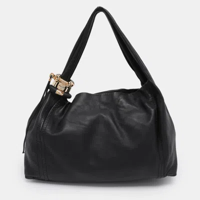 Pre-owned Jimmy Choo Black Leather Xl Saba Hobo