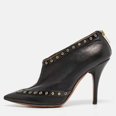 Pre-owned Jimmy Choo Black Leather Zip Up Booties Size 36