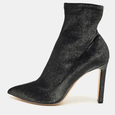 Pre-owned Jimmy Choo Black Lurex Fabric Ankle Length Boots Size 40.5