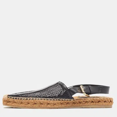 Jimmy Choo Black Mesh And Leather Slingback Espadrille
