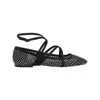 Jimmy Choo Astoria Crystal Mesh Caged Ballerina Flats In Black