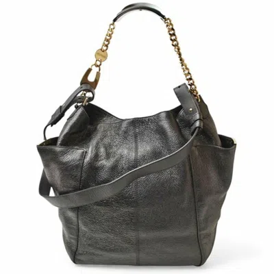 Pre-owned Jimmy Choo Black Metallic Leather Shoulder Bag Tote Bag ()
