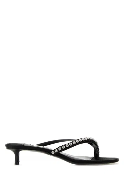 Jimmy Choo Black Nappa Leather And Satin Dila 35 Mules