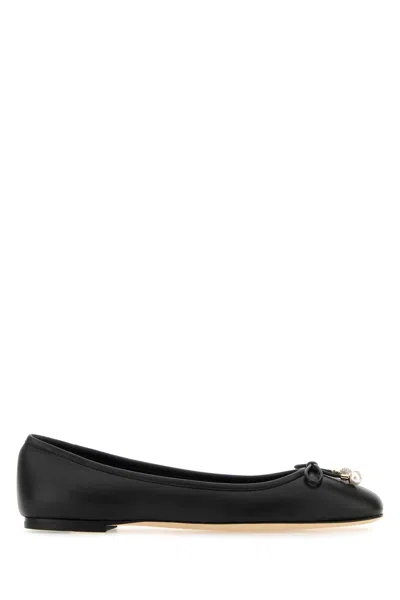 Jimmy Choo Black Nappa Leather Elme Ballerinas