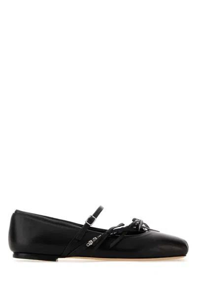 JIMMY CHOO BLACK NAPPA LEATHER LOLI BALLERINAS