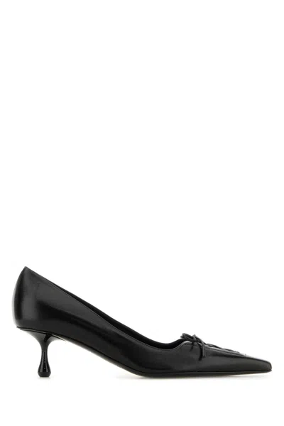 Jimmy Choo Scarlett Black Pumps With High Stiletto Heel And Front Laces In Leather Woman