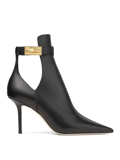 Jimmy Choo Nell Ab Leather Ankle Boots In Black