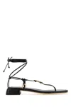 Jimmy Choo Black Nappa Leather Onyxia Thong Sandals In Black