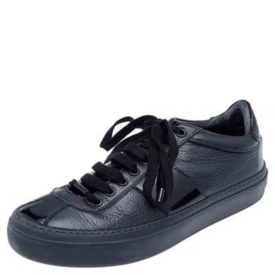 Jimmy Choo Black Patent And Leather Low Top Sneakers