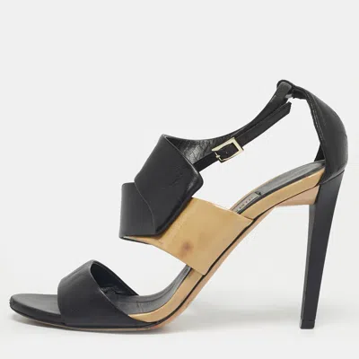 Jimmy Choo Black Patent And Leather Trapeze Ankle Strap Sandals