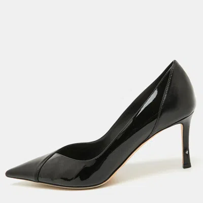 Jimmy Choo Black Patent Leather And Leather Cass Pointed Toe Pumps