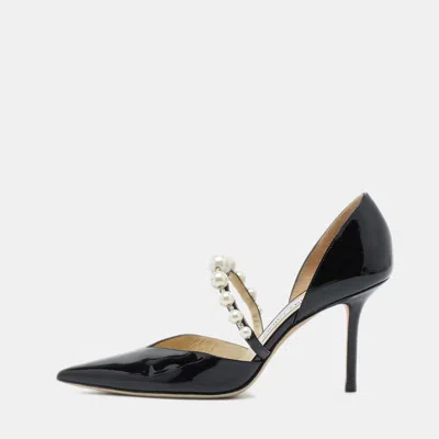 Pre-owned Jimmy Choo Black Patent Leather Aurelie Pumps Size 36.5