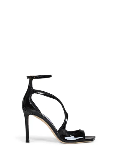 Jimmy Choo Azia 95 Patent-calf Leather Strappy Sandals In Black