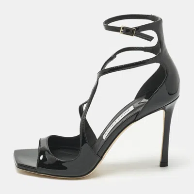 Pre-owned Jimmy Choo Black Patent Leather Azia Sandals Size 38