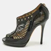 Jimmy Choo Black Patent Leather Caged Open Toe Pumps In Black