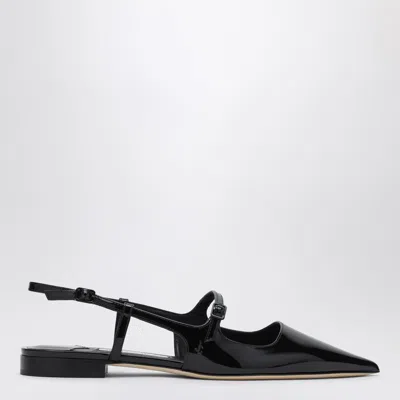 JIMMY CHOO BLACK PATENT LEATHER DIDI FLAT SHOES
