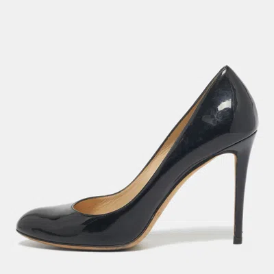 Pre-owned Jimmy Choo Black Patent Leather Georgia Round Toe Pumps Size 38.5