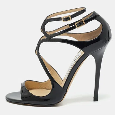 Pre-owned Jimmy Choo Black Patent Leather Lance Sandals Size 37