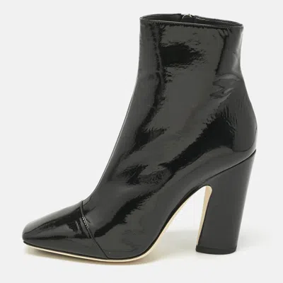 Pre-owned Jimmy Choo Black Patent Leather Mirren Ankle Boots Size 39