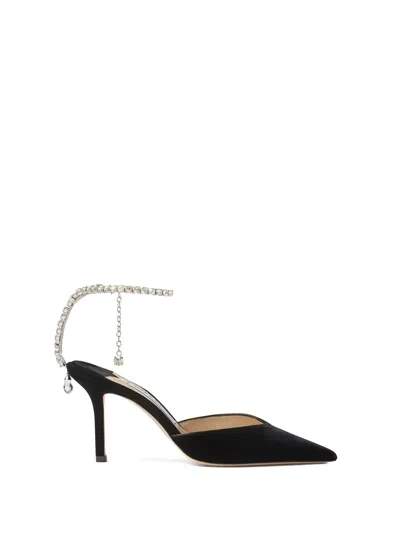 Jimmy Choo Black Patent Leather Pumps With Crystals In Black Crystal