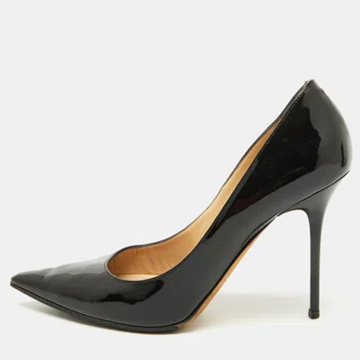 Pre-owned Jimmy Choo Black Patent Leather Romy Pointed Toe Pumps Size 38