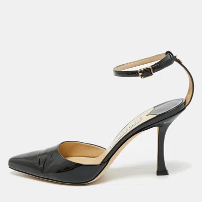 Pre-owned Jimmy Choo Black Patent Leather Saeda Mary Jane Pumps Size 38.5