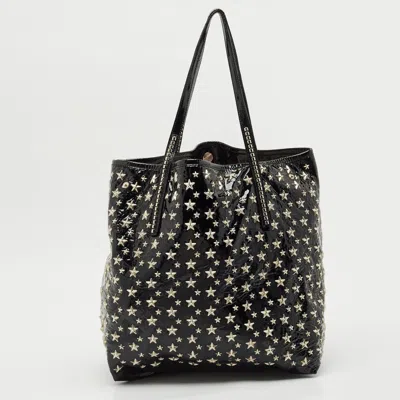 Jimmy Choo Black Patent Leather Sasha Star Studded Tote