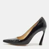 Jimmy Choo Black Patent Leather Square Toe Pumps In Multi