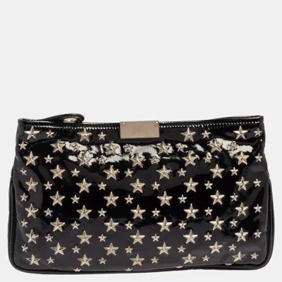 Jimmy Choo Black Patent Leather Star Studded Clutch