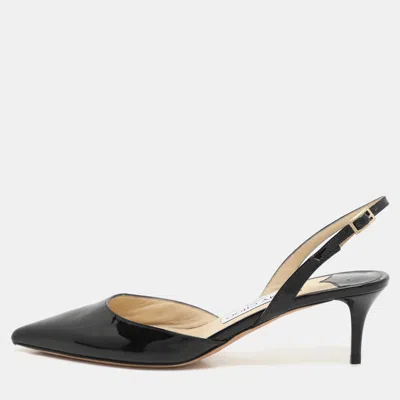 Pre-owned Jimmy Choo Black Patent Leather Tilly Slingback Sandals Size 36