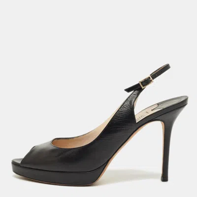 Pre-owned Jimmy Choo Black Patent Leather Vita Slingback Pumps Size 38