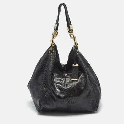 Pre-owned Jimmy Choo Black Python Lola Hobo