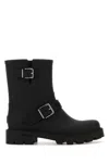 Jimmy Choo Black Rubber Biker Rain Ankle Boots In Black