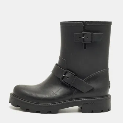 Jimmy Choo Black Rubber Yael Ankle Length Boots In Gray
