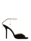 JIMMY CHOO BLACK SAEDA SANDALS WITH CRYSTAL EMBELLISHMENT IN LEATHER WOMAN