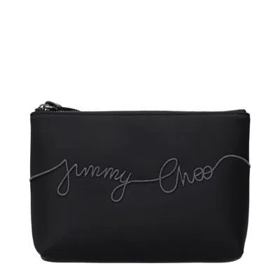Jimmy Choo Black Satin Clutch Women's Bag