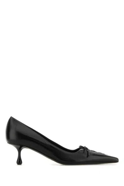 Jimmy Choo Scarlett Black Pumps With High Stiletto Heel And Front Laces In Leather Woman