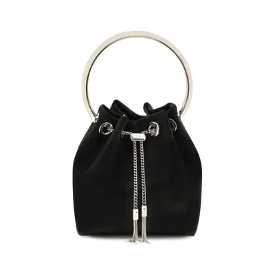 JIMMY CHOO BLACK SILK SHOULDER BAG