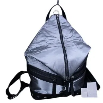 Pre-owned Jimmy Choo Black Silver Nylon Leather Backpack Handbag Shoulder Bag () In Multi