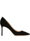Jimmy Choo Romy 85 Spitze Pumps Aus Schwarzem Leder Mit Eidechsen-print