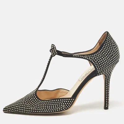 Jimmy Choo Black Studded Suede Talan Bow Pumps